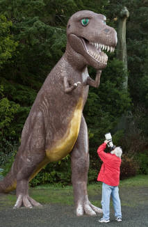 Lee shooting ferocious dinosaurs